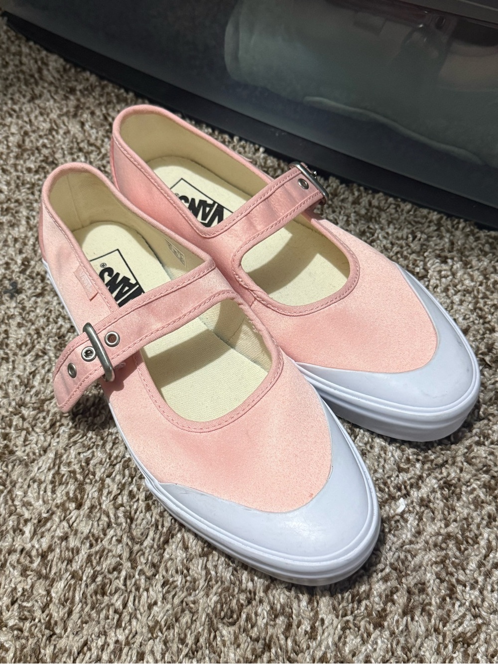 Vans Kids Pink Mary Jane Sneakers with White Toe